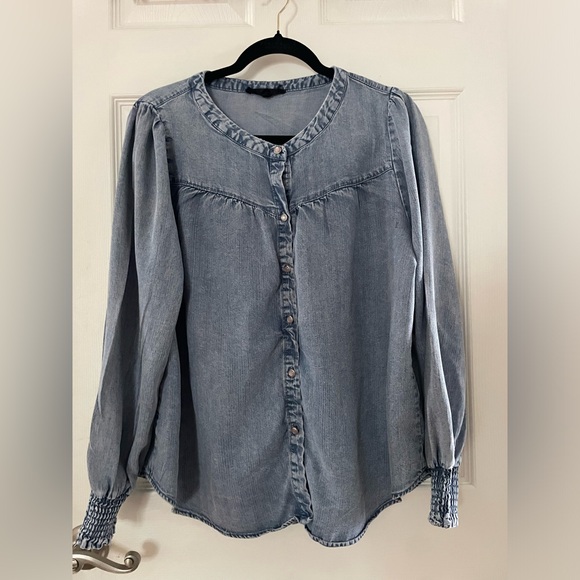 Jane and Delancey Tops - Jane and Delancey Light Blue Denim Button-Front Shirt
